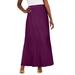Plus Size Women's Stretch Knit Maxi Skirt by The London Collection in Dark Berry (Size 14/16) Wrinkle Resistant Pull-On Stretch Knit