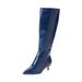 Extra Wide Width Women's The Poloma Wide Calf Boot by Comfortview in Navy Croco (Size 8 1/2 WW)