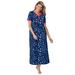 Plus Size Women's Long Henley Sleepshirt by Dreams & Co. in Evening Blue Stars (Size 34/36) Nightgown