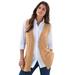 Plus Size Women's Fine Gauge Drop Needle Sweater Vest by Roaman's in Soft Camel (Size 4X)