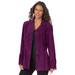 Plus Size Women's Fringe Suede Jacket by Roaman's in Dark Berry (Size 36 W)