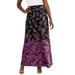 Plus Size Women's Stretch Knit Maxi Skirt by The London Collection in Berry Placed Paisley (Size 30/32) Wrinkle Resistant Pull-On Stretch Knit