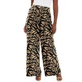 Plus Size Women's Stretch Knit Wide Leg Pant by The London Collection in Natural Abstract Zebra (Size 30/32) Wrinkle Resistant Pull-On Stretch Knit