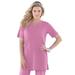 Plus Size Women's Notch-Neck Soft Knit Tunic by Roaman's in Mauve Orchid (Size 2X) Short Sleeve T-Shirt