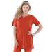 Plus Size Women's Notch-Neck Soft Knit Tunic by Roaman's in Copper Red (Size M) Short Sleeve T-Shirt