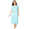 Plus Size Women's Long Print Sleepshirt by Dreams & Co. in Pale Ocean Cat (Size 3X/4X) Nightgown