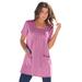 Plus Size Women's Two-Pocket Soft Knit Tunic by Roaman's in Mauve Orchid (Size S) Long T-Shirt