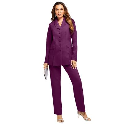 Plus Size Women's Ten-Button Pantsuit by Roaman's in Dark Berry (Size 26 W)