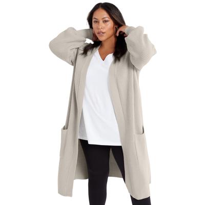 Plus Size Women's Open-Front Cardigan by June+Vie in Oatmeal Heather (Size 22/24)