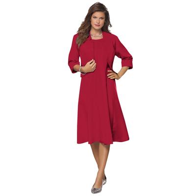 Plus Size Women's Fit-And-Flare Jacket Dress by Roaman's in Classic Red (Size 18 W)