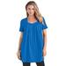 Plus Size Women's Pleatneck Ultimate Tunic by Roaman's in Vivid Blue (Size 1X) Long Shirt