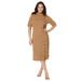 Plus Size Women's Button Front Sweater Dress by Jessica London in Brown Maple (Size 22/24)