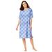 Plus Size Women's Short-Sleeve Sleepshirt by Dreams & Co. in Sky Blue Bias Plaid (Size M/L)