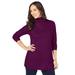 Plus Size Women's Cotton Cashmere Turtleneck by Jessica London in Dark Berry (Size 26/28) Sweater