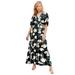 Plus Size Women's Knit Tie-Back Maxi by ellos in Black Ivory Floral (Size 30/32)