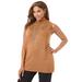 Plus Size Women's Cotton Cashmere Sleeveless Turtleneck Shell by Jessica London in Brown Maple (Size 18/20) Cashmere Blend Sweater