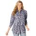 Plus Size Women's Soft Sueded Moleskin Shirt by Woman Within in Navy Paisley (Size 5X) Button Down Shirt