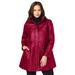Plus Size Women's A-Line Zip Front Leather Jacket by Jessica London in Rich Burgundy (Size 16 W)