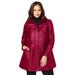 Plus Size Women's A-Line Zip Front Leather Jacket by Jessica London in Rich Burgundy (Size 24 W)