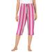 Plus Size Women's Knit Sleep Capri by Dreams & Co. in Sweet Coral Stripe (Size 1X) Pajamas