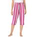 Plus Size Women's Knit Sleep Capri by Dreams & Co. in Sweet Coral Stripe (Size 4X) Pajamas