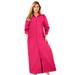 Plus Size Women's Long Hooded Fleece Sweatshirt Robe by Dreams & Co. in Pink Burst (Size 3X)