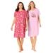 Plus Size Women's 2-Pack Short-Sleeve Sleepshirt by Dreams & Co. in Pink Tea Cup (Size 1X/2X) Nightgown