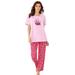 Plus Size Women's Graphic Tee PJ Set by Dreams & Co. in Pink Tea Cup (Size 2X) Pajamas
