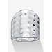 Women's .925 Sterling Silver Hammered-Style Band Ring by PalmBeach Jewelry in White (Size 10)
