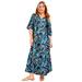 Plus Size Women's Halcion Boho Maxi Dress by June+Vie in Blue Painterly Leaves (Size 30/32)