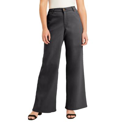 Plus Size Women's June Fit Wide-Leg Jeans by June+Vie in Grey (Size 18 W)