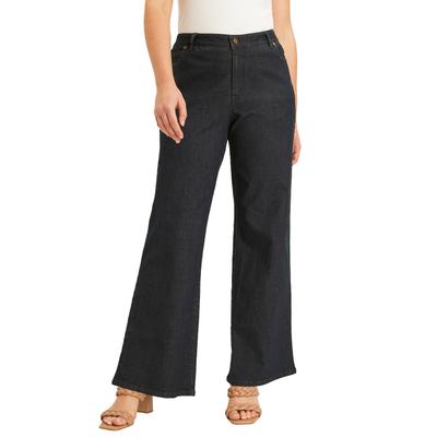 Plus Size Women's Curvie Fit Wide-Leg Jeans by June+Vie in Dark Blue (Size 18 W)