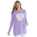 Plus Size Women's Motif Sweater by Woman Within in Soft Iris Heart (Size 4X) Pullover