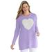 Plus Size Women's Motif Sweater by Woman Within in Soft Iris Heart (Size 3X) Pullover