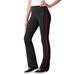 Plus Size Women's Stretch Cotton Side-Stripe Bootcut Pant by Woman Within in Black Classic Red (Size L)