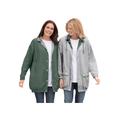 Plus Size Women's Fleece Nylon Reversible Jacket by Woman Within in Pine Heather Grey (Size 2X) Rain Jacket