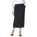 Plus Size Women's Tummy Control Bi-Stretch Midi Skirt by Jessica London in Black Pinstripe (Size 18 W)