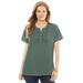 Plus Size Women's Eyelet Henley Tee by Woman Within in Pine (Size L) Shirt