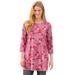 Plus Size Women's Perfect Printed Three-Quarter-Sleeve Scoopneck Tunic by Woman Within in Rose Pink Patchwork (Size 6X)