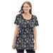Plus Size Women's Perfect Printed Short-Sleeve Scoopneck Tee by Woman Within in Black Bandana Paisley (Size 3X) Shirt
