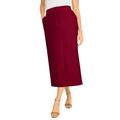 Plus Size Women's Tummy Control Bi-Stretch Midi Skirt by Jessica London in Rich Burgundy (Size 12 W)