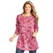 Plus Size Women's Perfect Printed Long-Sleeve Crewneck Tunic by Woman Within in Rose Pink Patchwork (Size 4X)