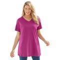 Plus Size Women's Perfect Short-Sleeve V-Neck Tunic by Woman Within in Raspberry (Size M)