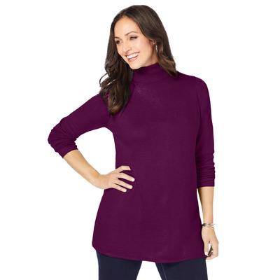 Plus Size Women's Cotton Cashmere Turtleneck by Jessica London in Dark Berry (Size 12) Sweater