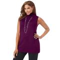 Plus Size Women's Cotton Cashmere Sleeveless Turtleneck Shell by Jessica London in Dark Berry (Size 18/20) Cashmere Blend Sweater
