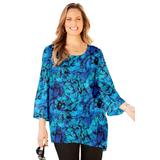 Plus Size Women's Art-To-Wear Blouse by Catherines in Dark Sapphire Petals (Size 3X)