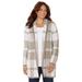 Plus Size Women's Country Village Sweater Cardigan by Catherines in Chai Latte Buffalo Plaid (Size 4X)