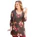Plus Size Women's Poetry Tiered Tee by Catherines in Coffee Bean Painterly Floral (Size 5X)