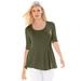 Plus Size Women's Stretch Cotton Peplum Tunic by Jessica London in Dark Olive Green (Size 34/36) Top