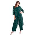 Plus Size Women's Three-Piece Lace Duster & Pant Suit by Roaman's in Emerald Green (Size 22 W) Duster, Tank, Formal Evening Wide Leg Trousers